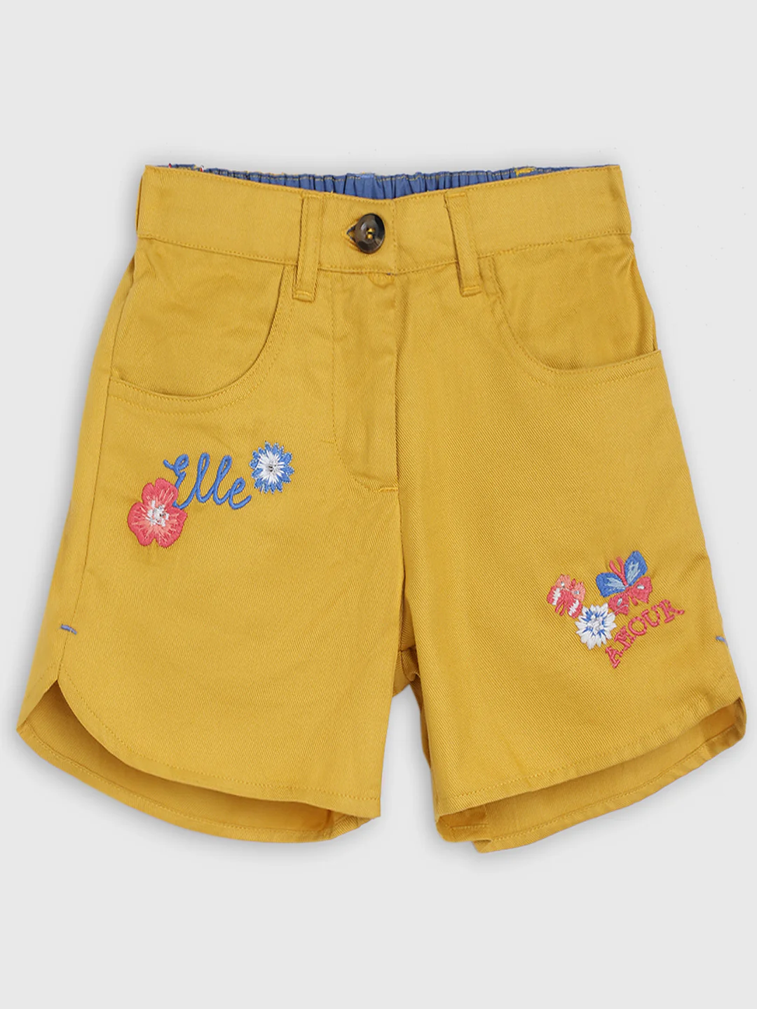 Elle Kids Girls Yellow Solid Regular Fit Shorts - Image 4