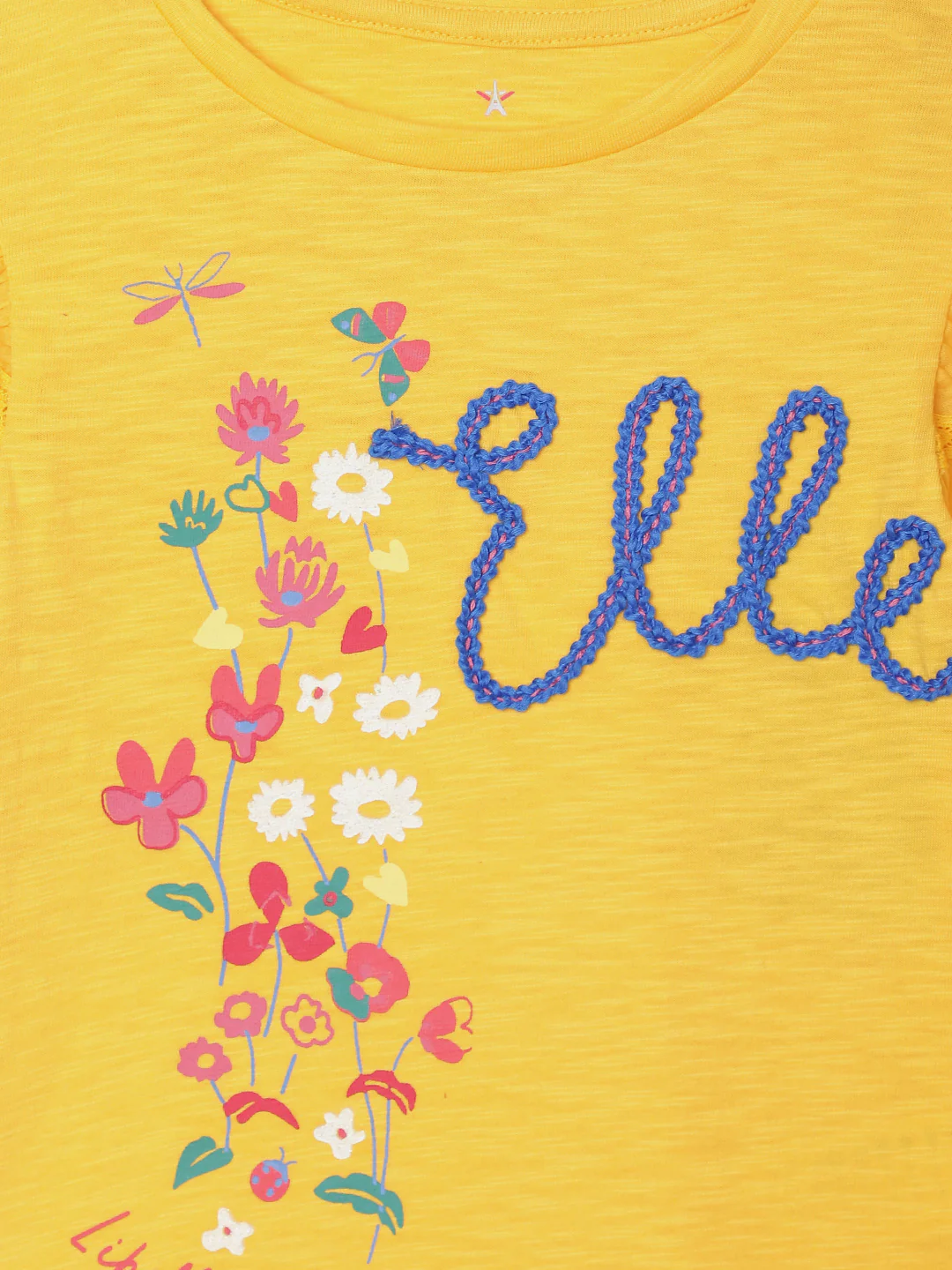 Elle Kids Girls Yellow Printed Round Neck TShirt - Image 5