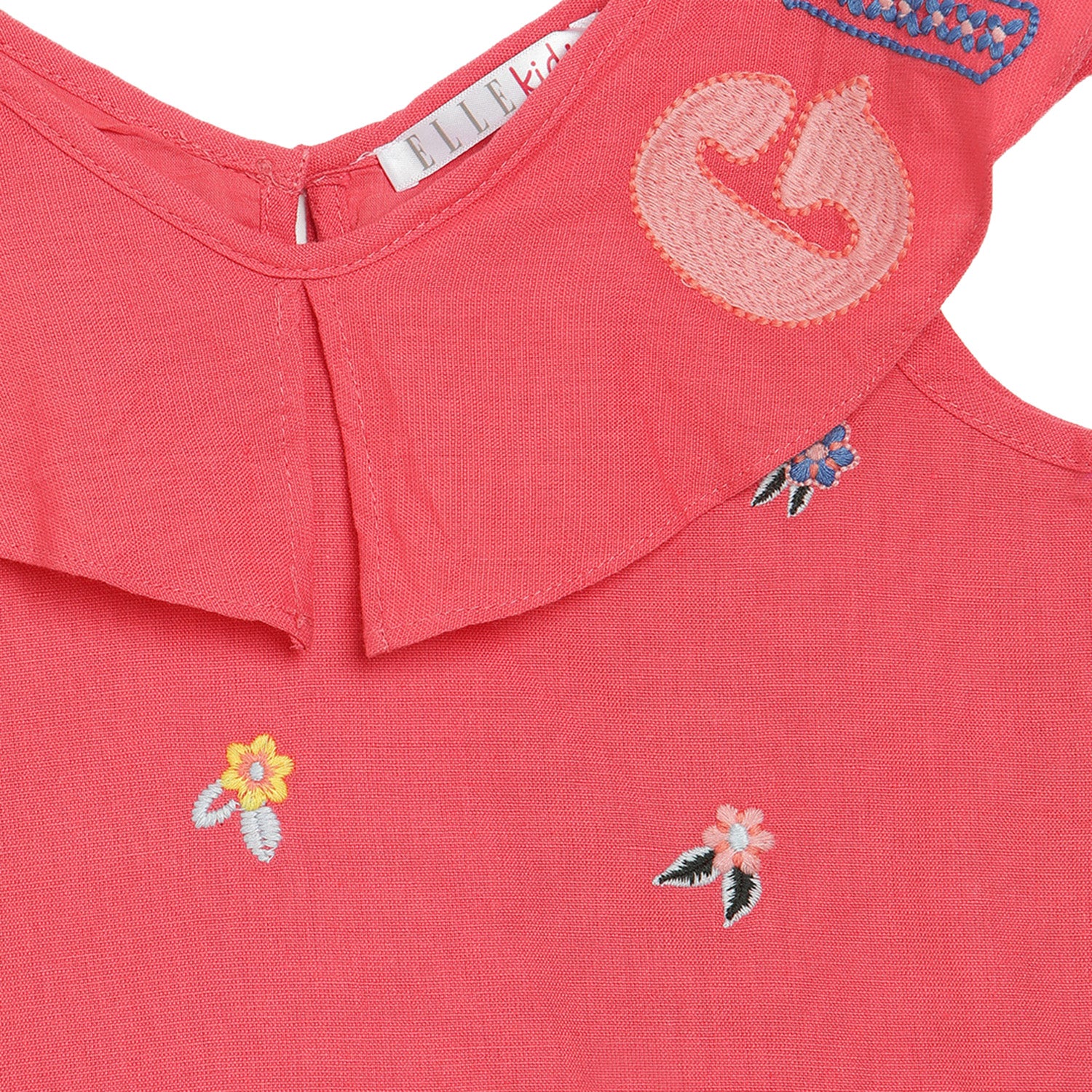 Elle Kids Girls Coral Embroidered Round Neck Top - Image 2