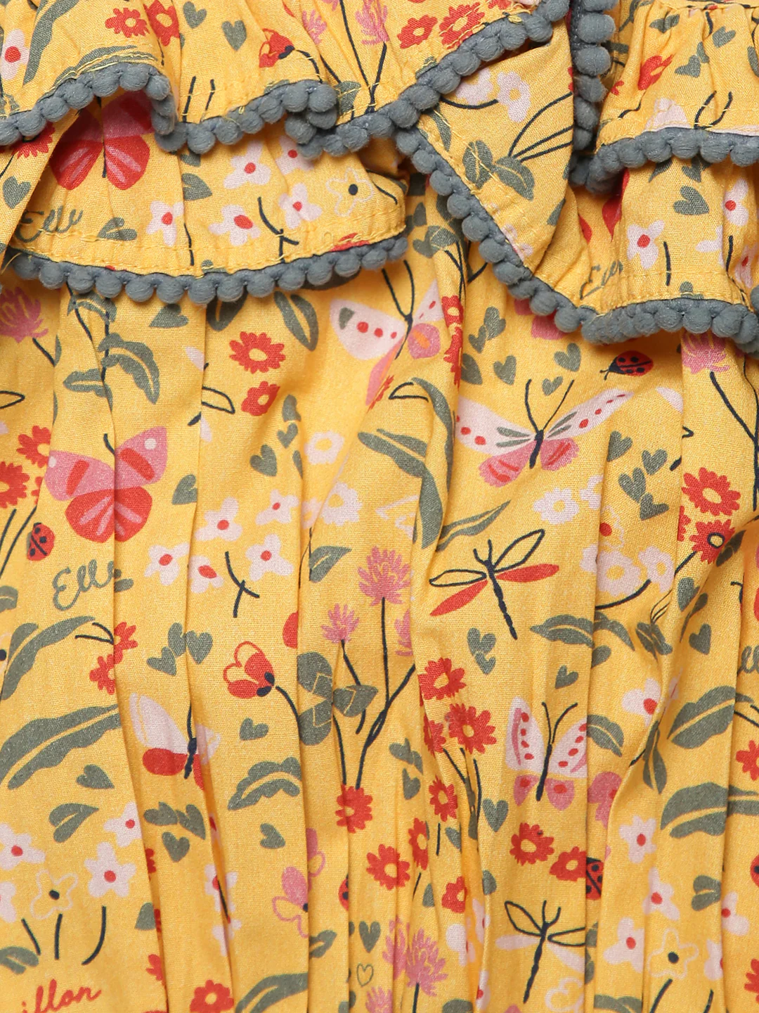 Elle Kids Girls Yellow Solid Round Neck Top - Image 5