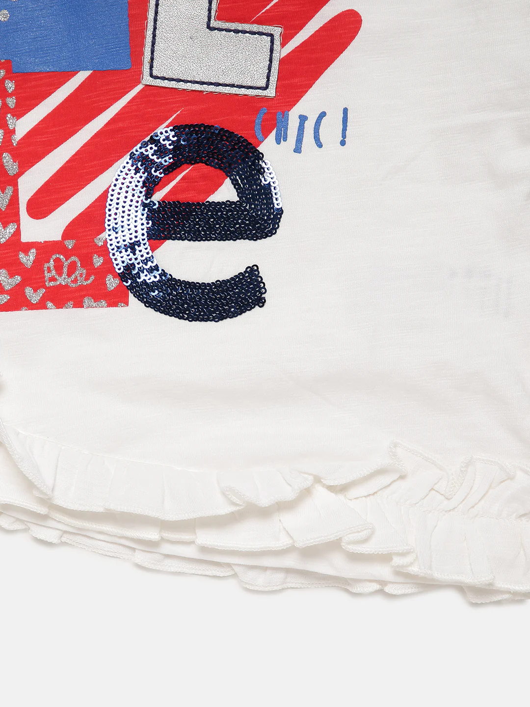 Elle Kids Girls White Printed Round Neck TShirt - Image 2