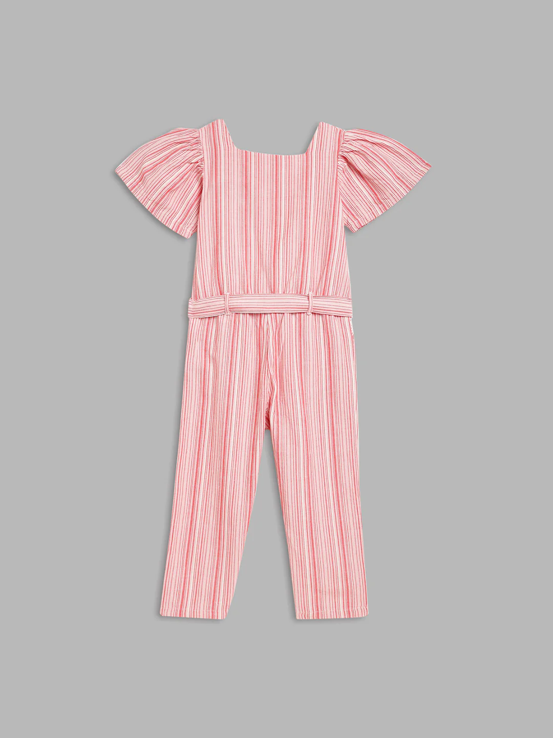 Elle Kids Girls Red Striped Square Neck Jumpsuit - Image 2