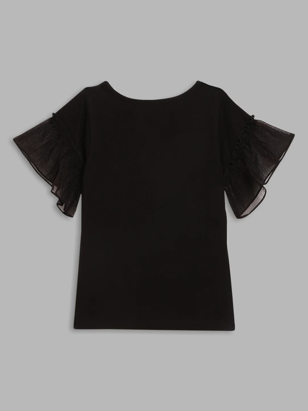 Elle Kids Girls Black Printed Round Neck Top - Image 2