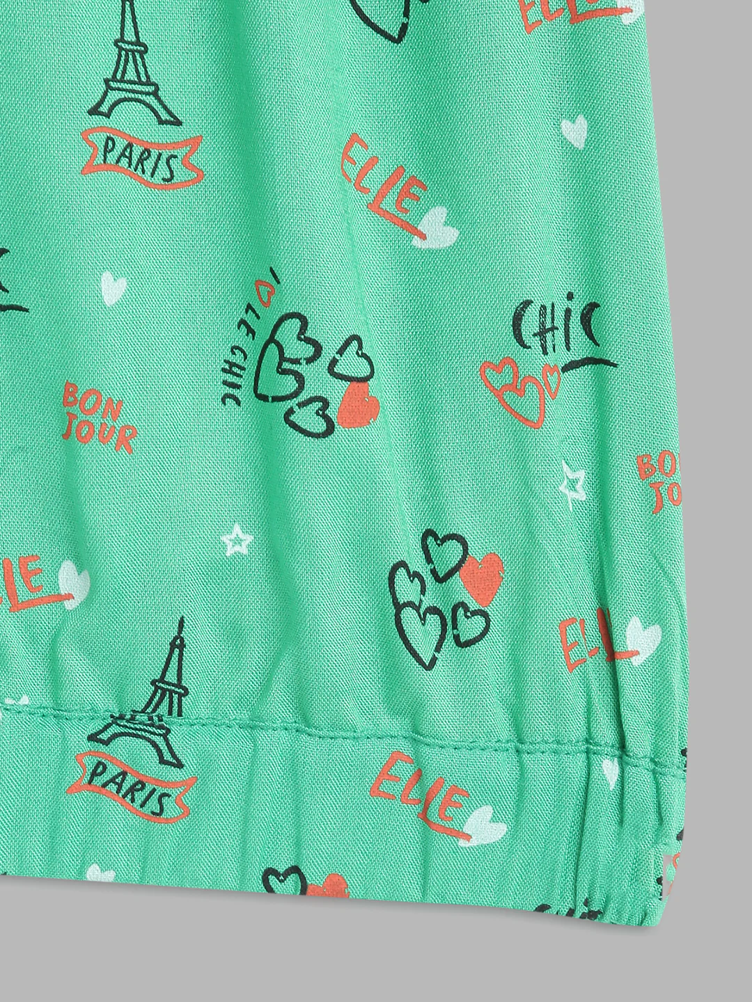 Elle Kids Girls Green Printed Asymmetrical Top - Image 4