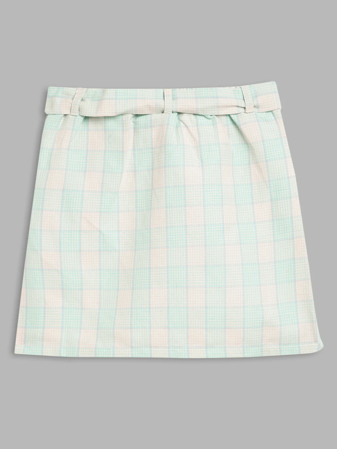 Elle Kids Girls Green Checked Regular Fit Skirt - Image 2