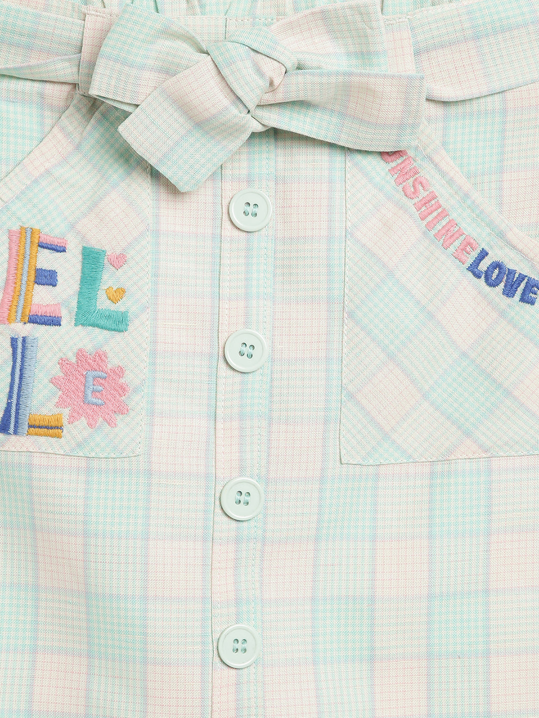 Elle Kids Girls Green Checked Regular Fit Skirt - Image 3