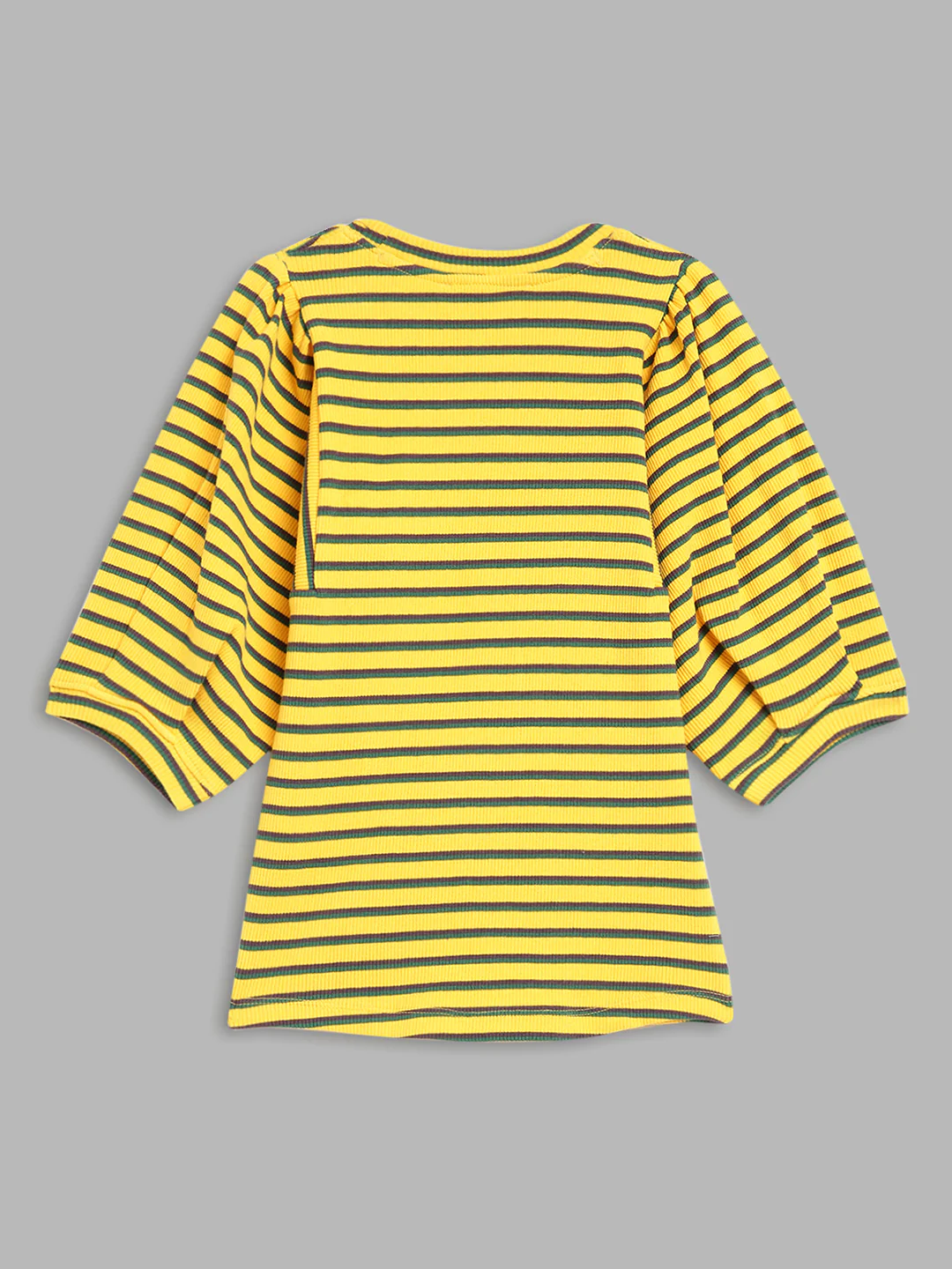 Elle Kids Girls Yellow Striped Round Neck TShirt - Image 2