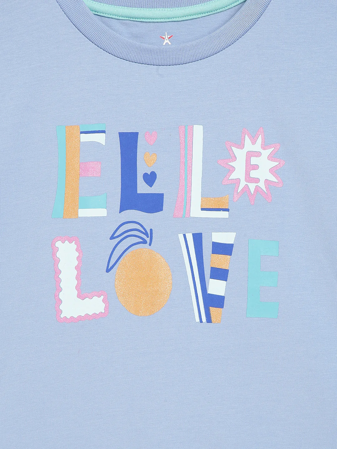 Elle Kids Girls Blue Printed Round Neck Top - Image 3