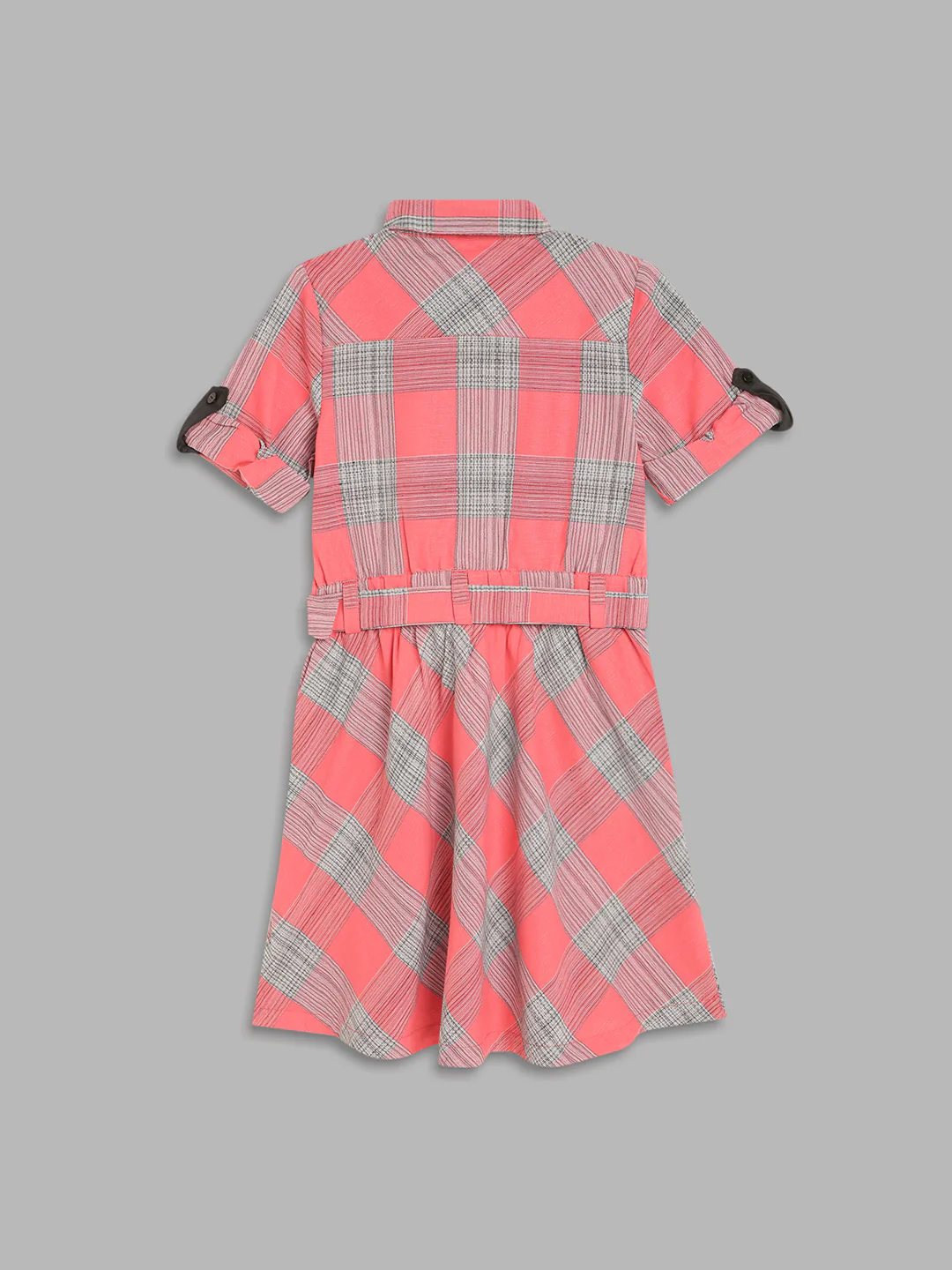Elle Kids Girls Black Checked Round Neck Dress - Image 2