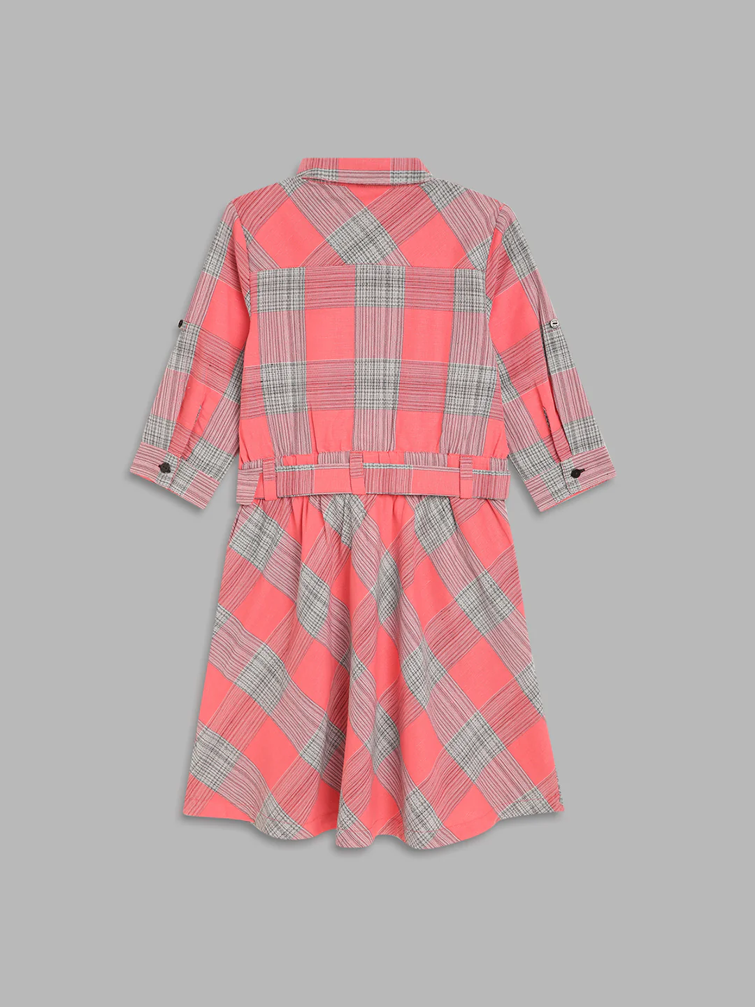 Elle Kids Girls Black Checked Round Neck Dress - Image 4