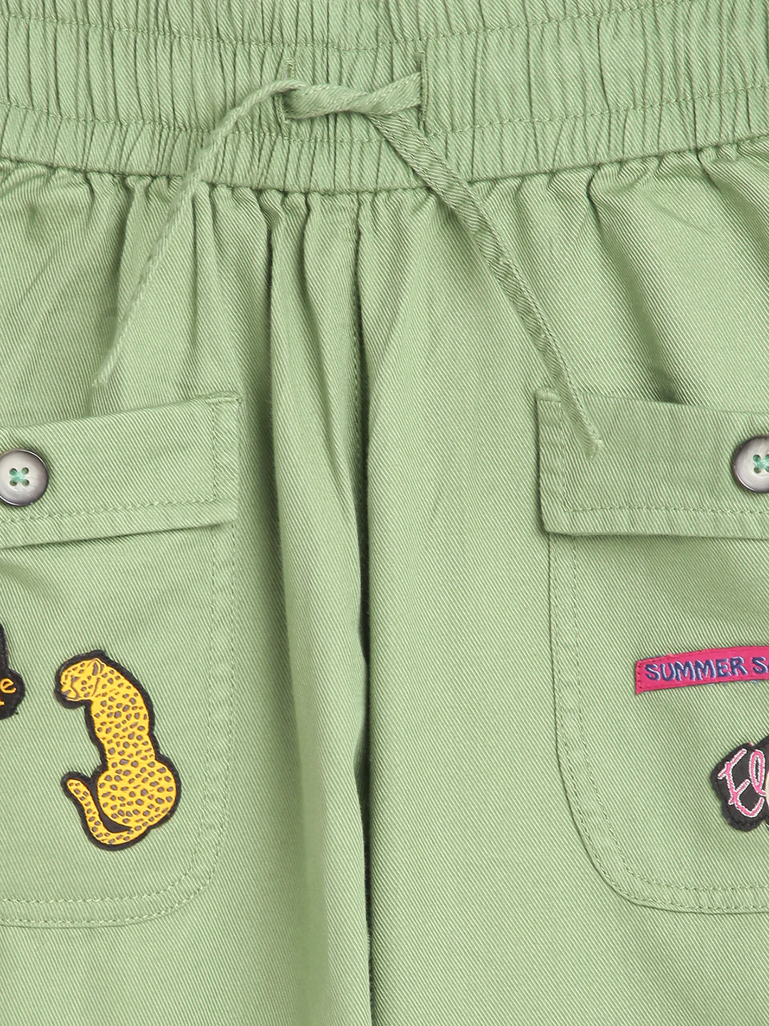 Elle Kids Girls Olive Solid Wide Leg Trouser - Image 3