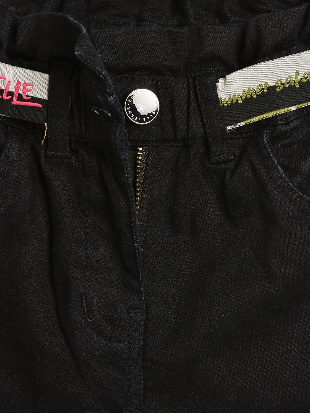 Elle Kids Girls Black Solid Regular Fit Shorts - Image 3
