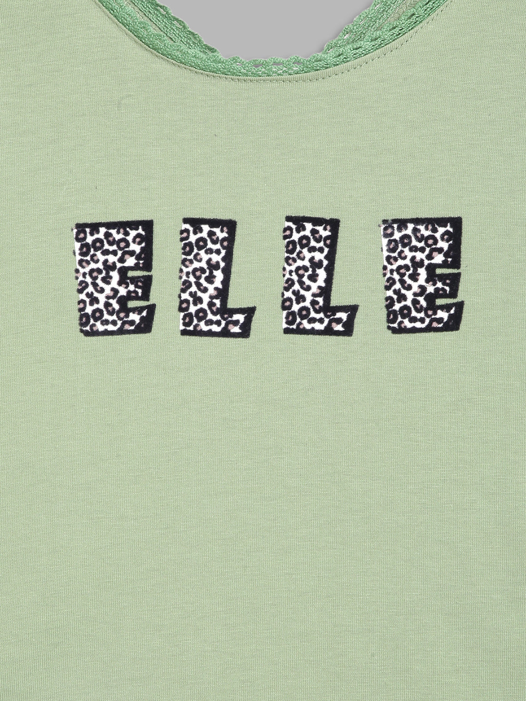 Elle Kids Girls Olive Solid Round Neck TShirt - Image 3