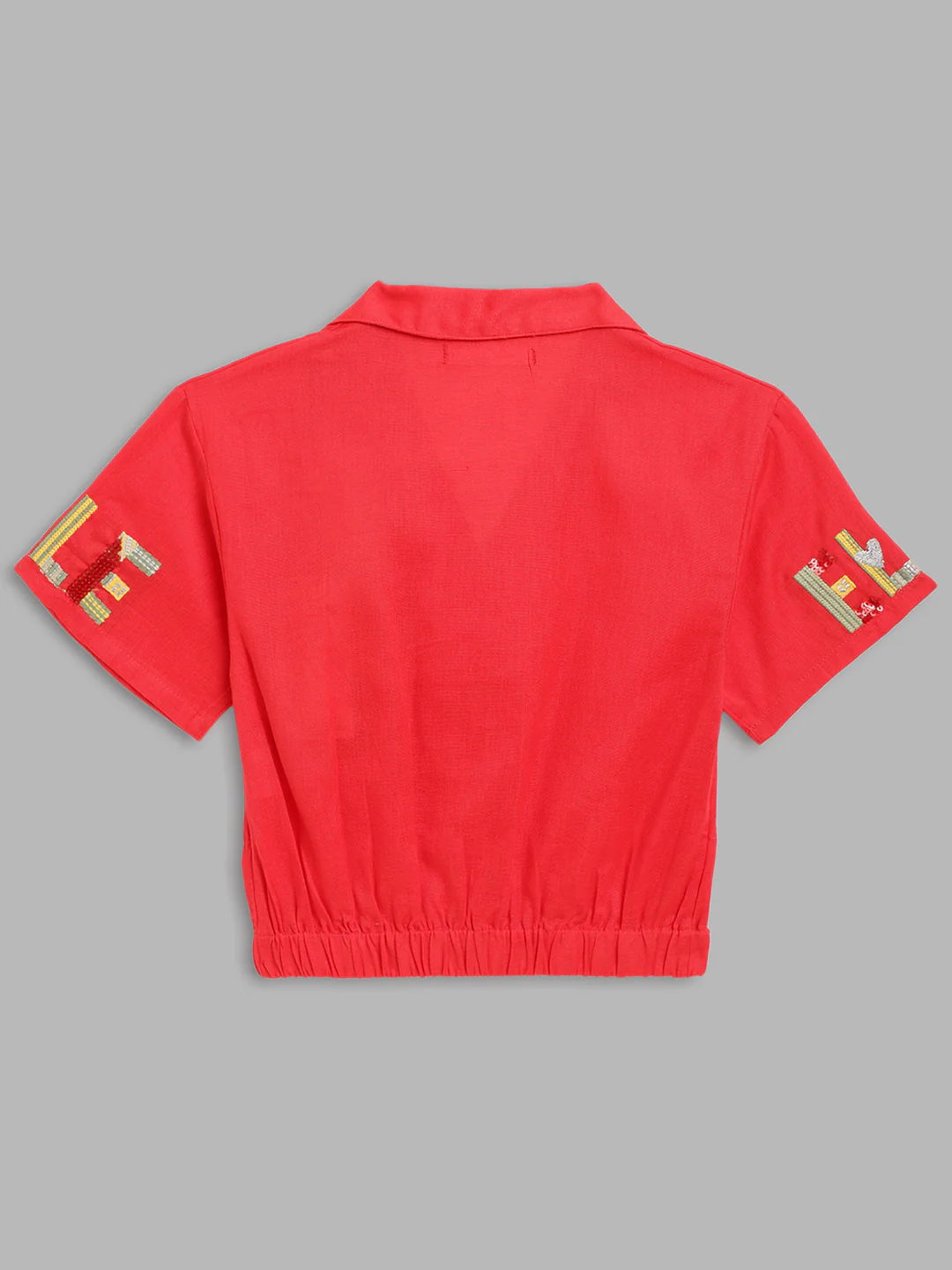 Elle Kids Girls Coral Solid Collar Top - Image 2