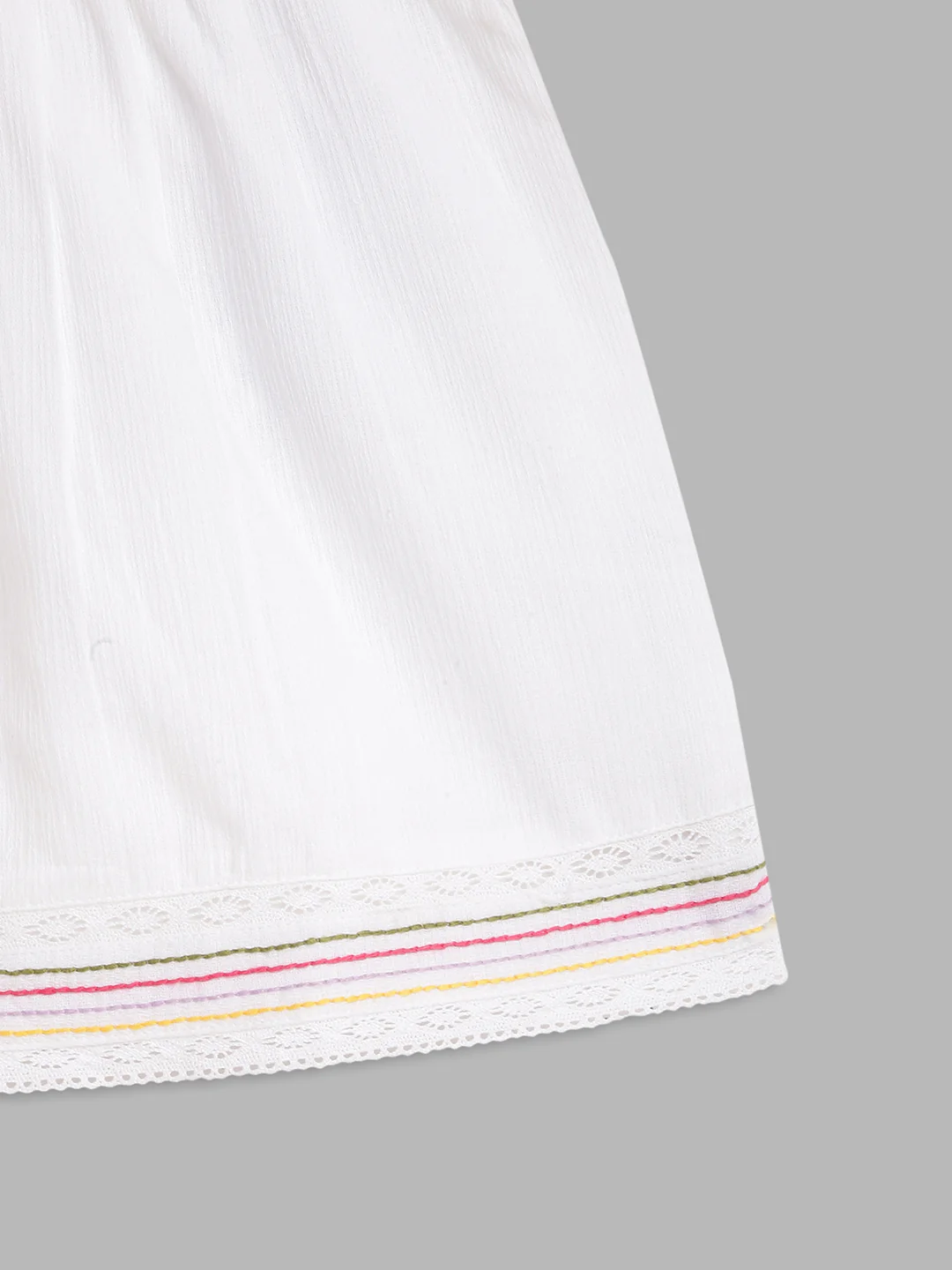 Elle Kids Girls Off White Solid Round Neck Top - Image 4