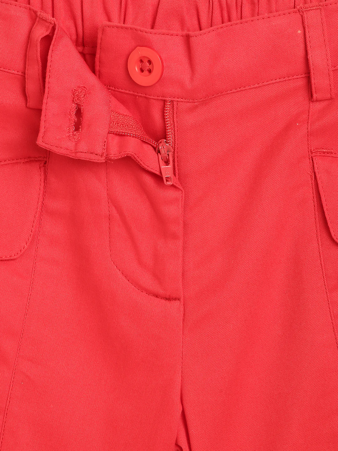Elle Kids Girls Red Solid Regular Fit Shorts - Image 3