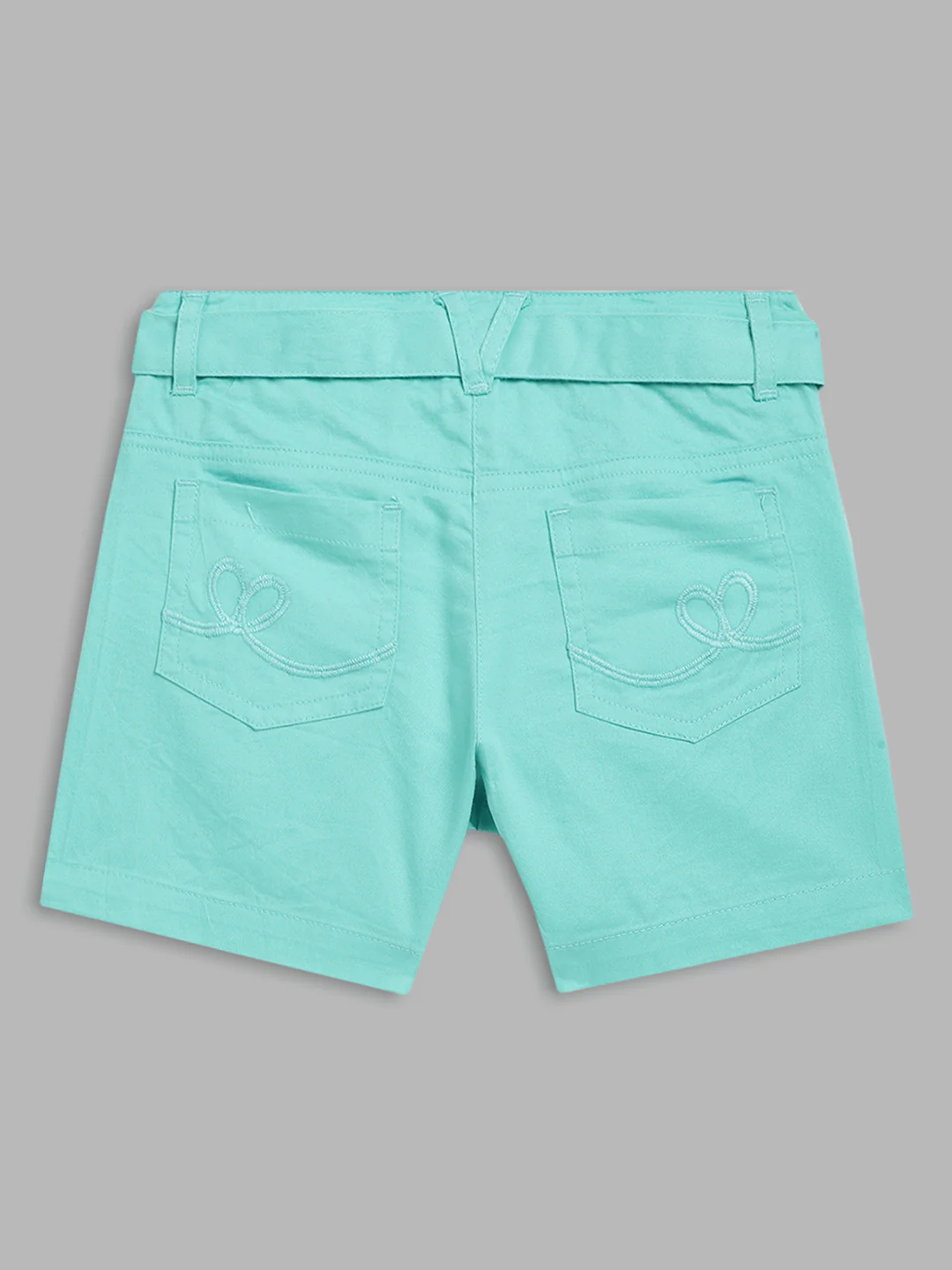 Elle Kids Girls Green Solid Regular Fit Shorts - Image 2