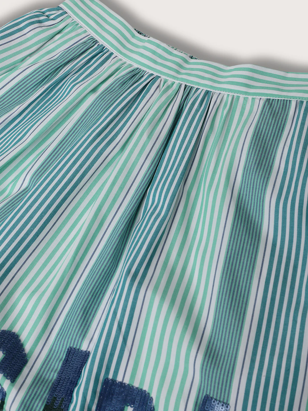 Elle Kids Girls Green Striped A Line Skirt - Image 3