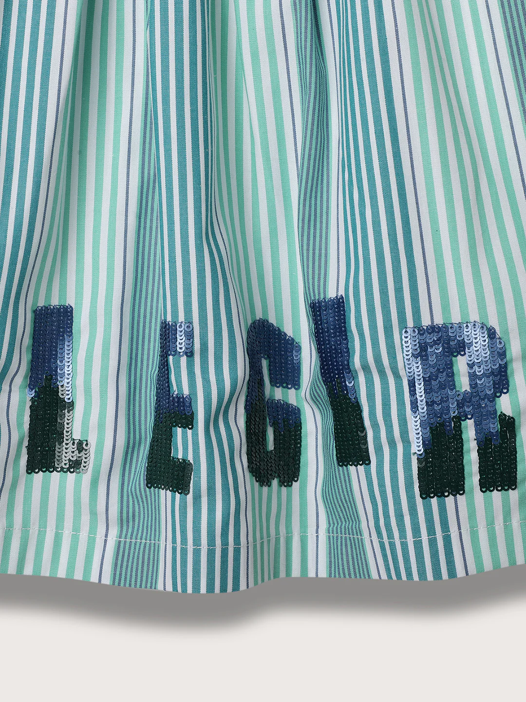 Elle Kids Girls Green Striped A Line Skirt - Image 7