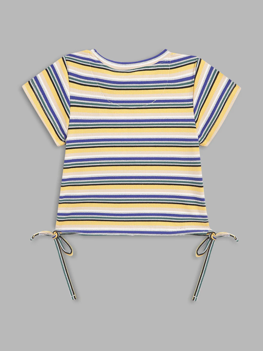Elle Kids Girls Multi Striped Round Neck Tshirt - Image 2