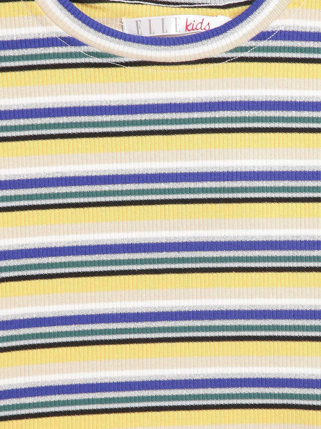 Elle Kids Girls Multi Striped Round Neck Tshirt - Image 3