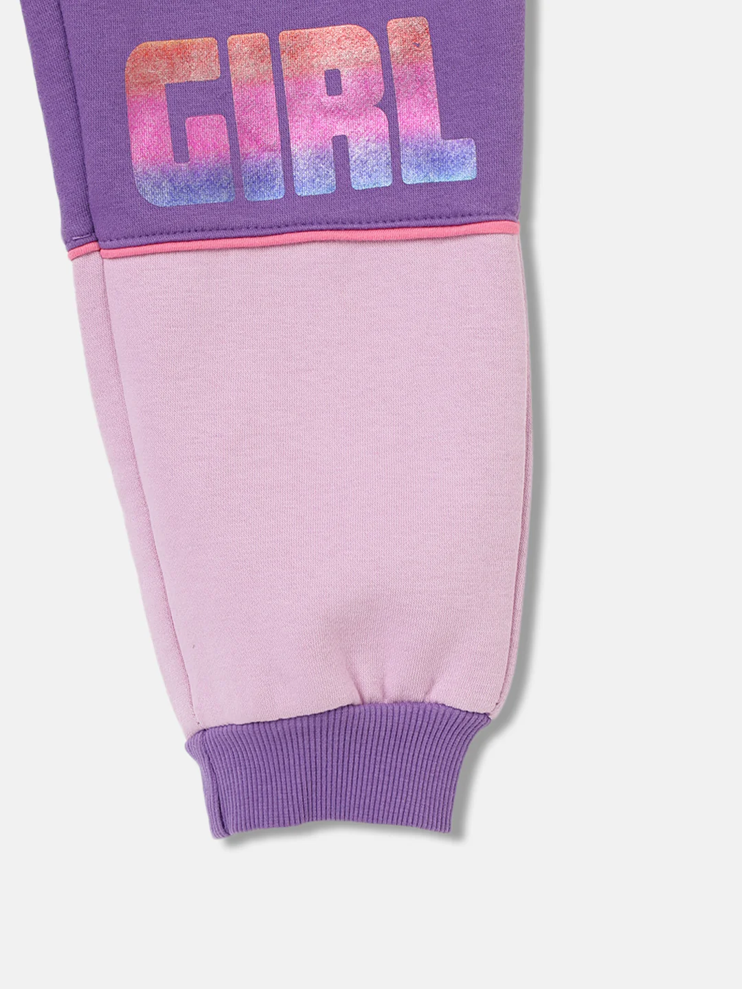 Elle Kids Girls Purple Colour blocked Regular Fit Sweatpant - Image 6