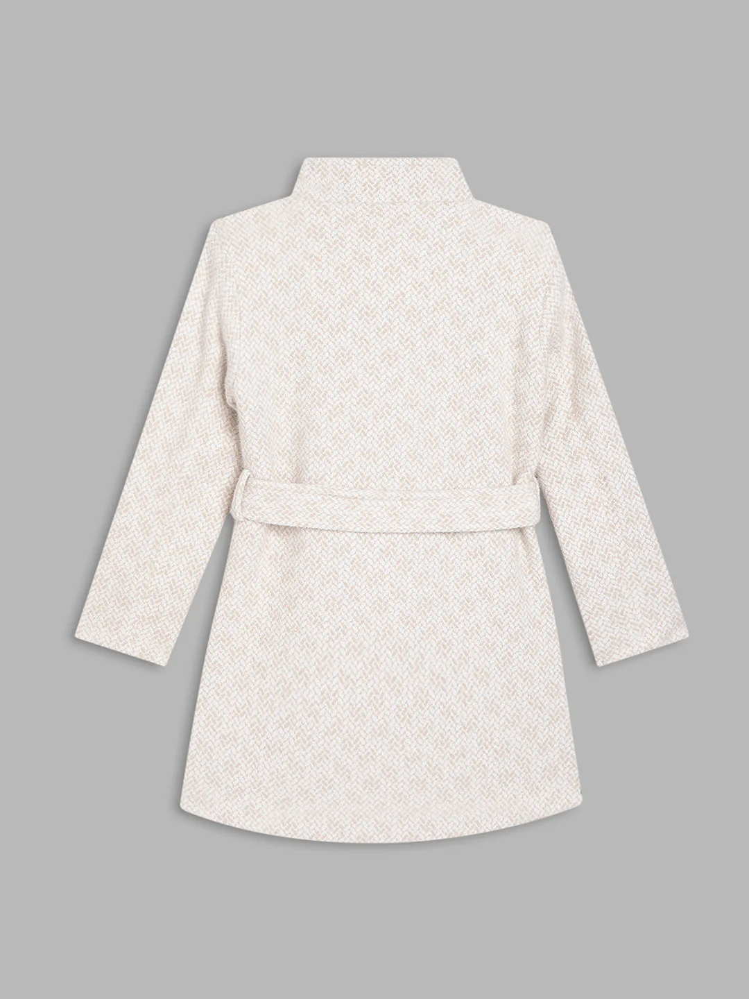 Elle Kids Girls Beige Solid Collar Overcoat - Image 2