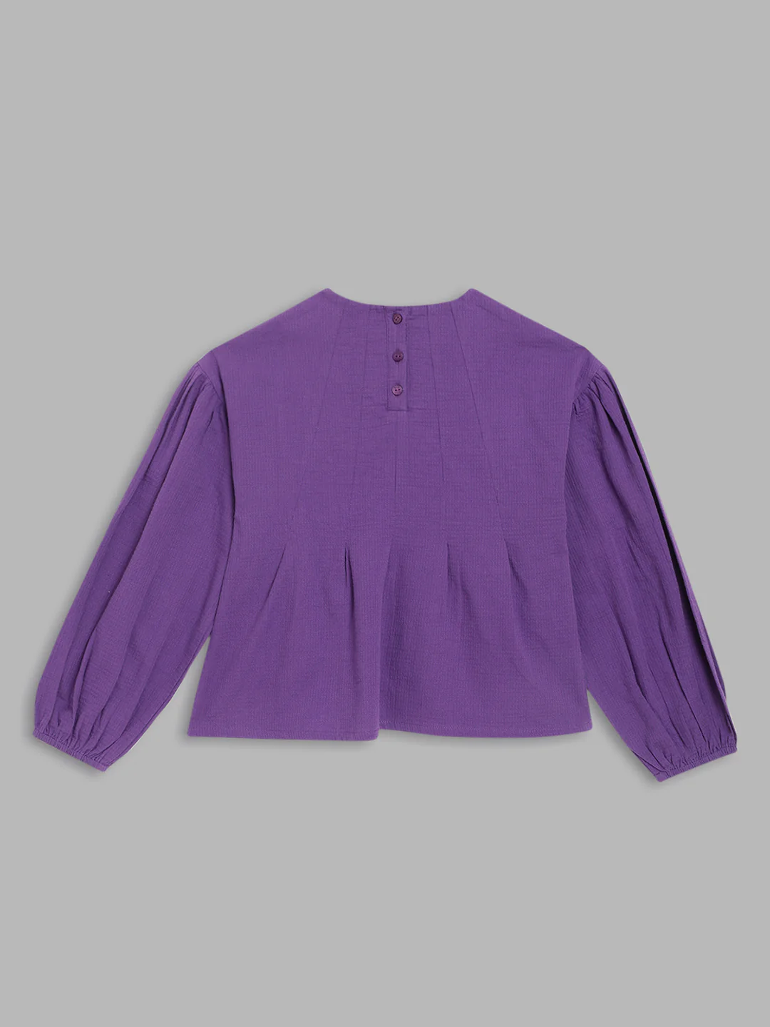 Elle Kids Girls Purple Solid Round Neck Top - Image 2
