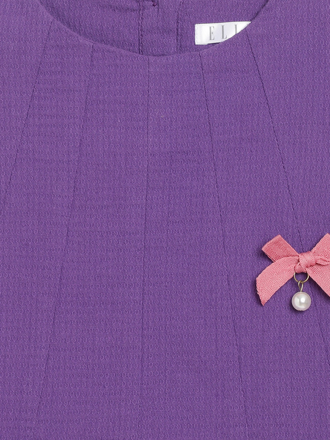 Elle Kids Girls Purple Solid Round Neck Top - Image 3