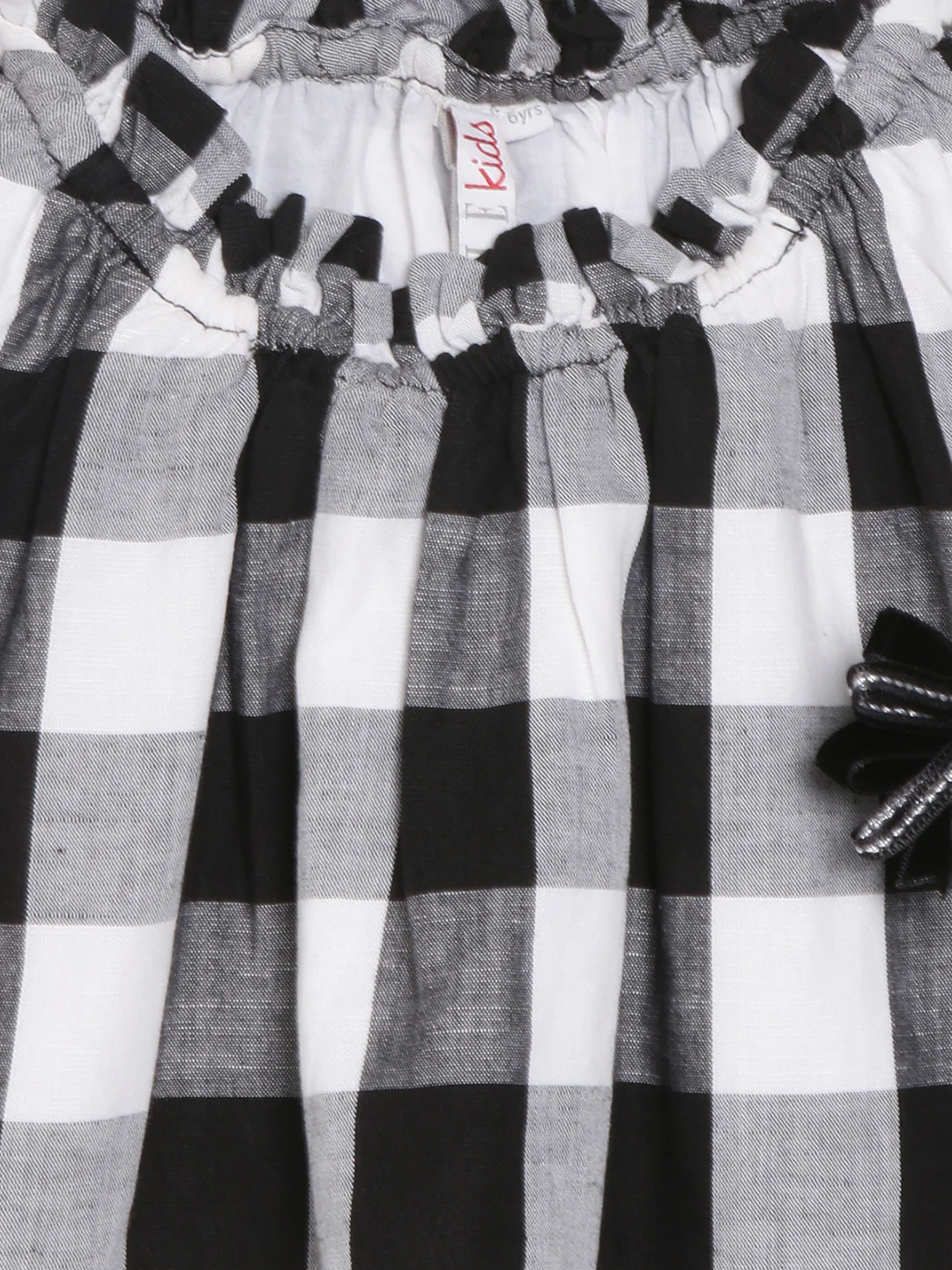 Elle Kids Girls Black Checked Round Neck Top - Image 3