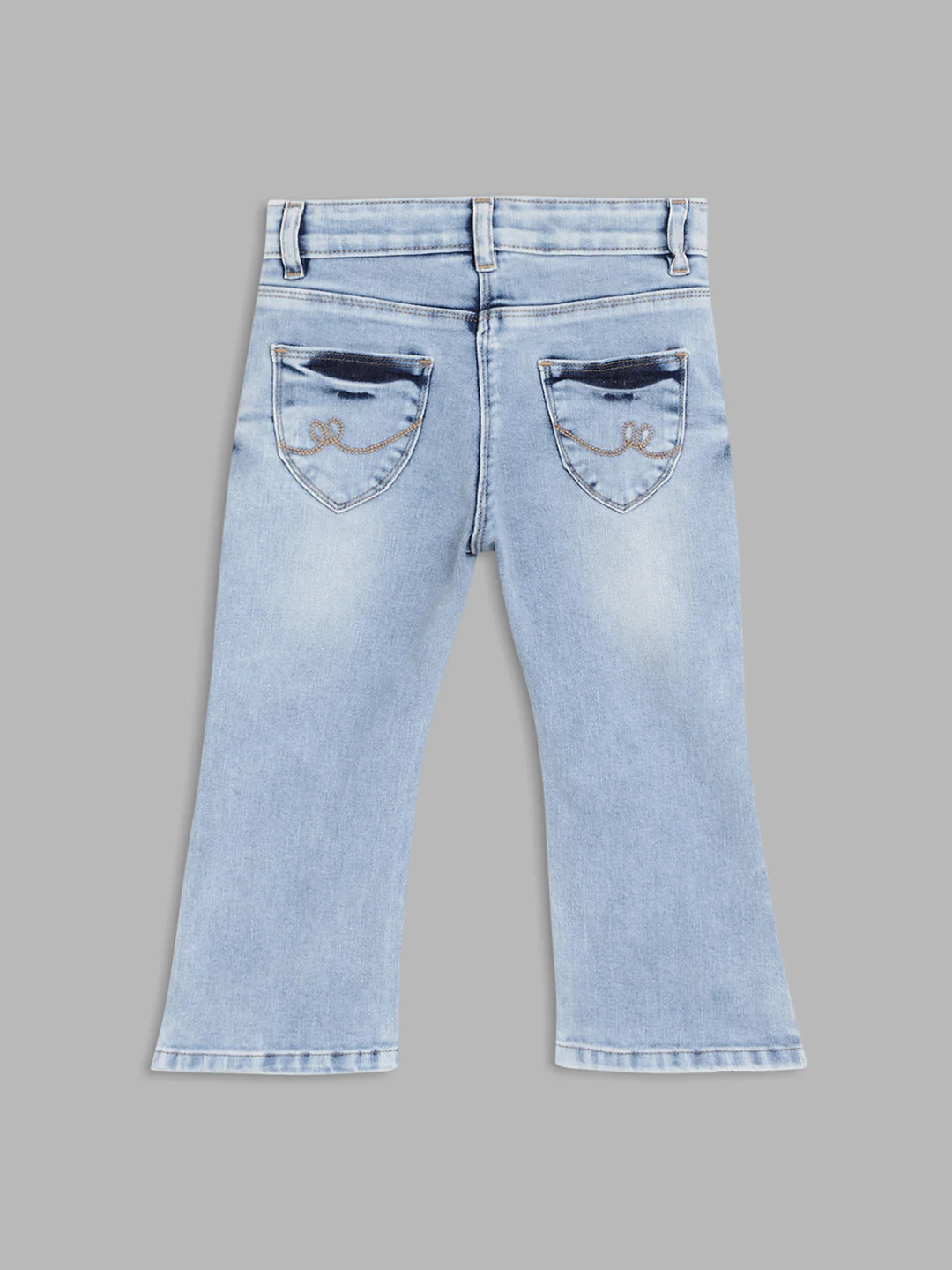 Elle Kids Girls Blue Solid Fit and Flare Jeans - Image 2