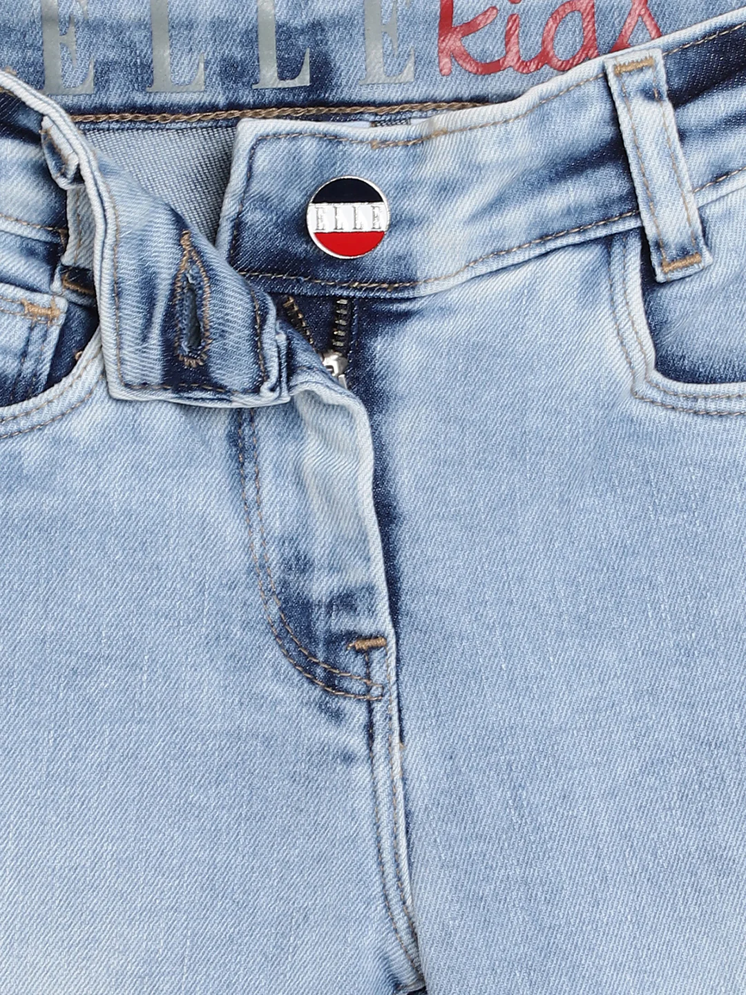 Elle Kids Girls Blue Solid Fit and Flare Jeans - Image 3