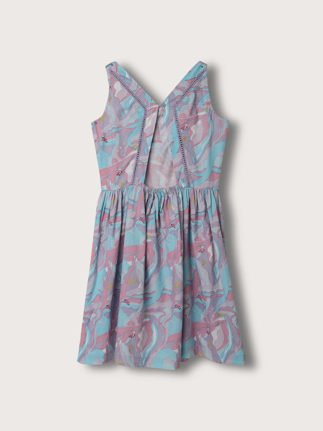 Elle Kids Girls Multi Round Neck Printed Dress - Image 2