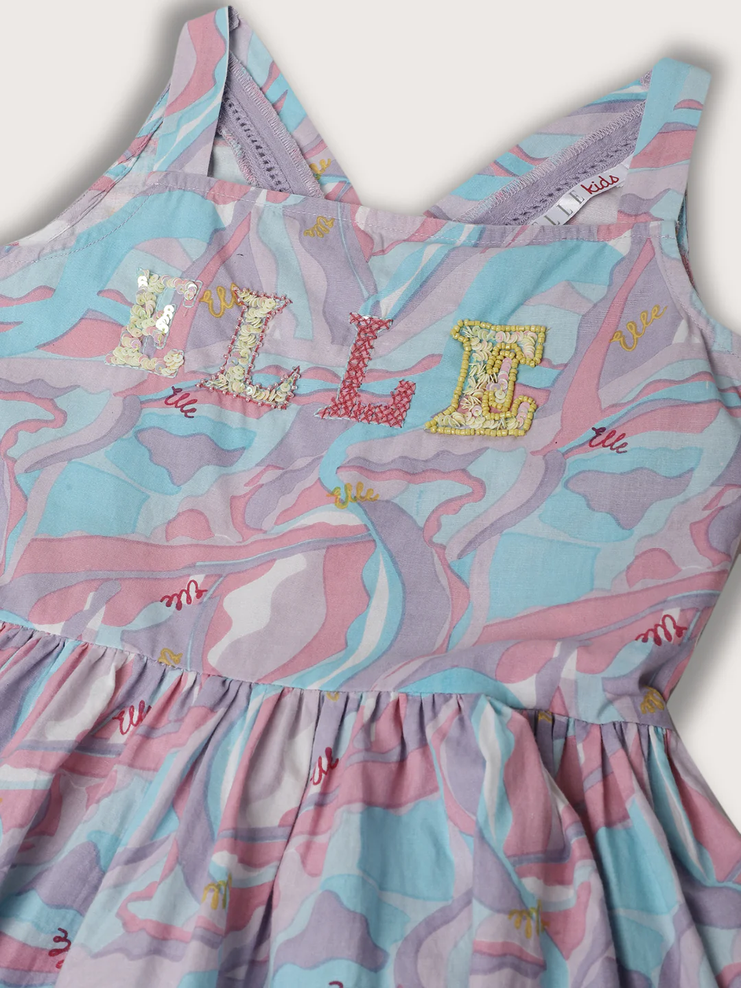 Elle Kids Girls Multi Round Neck Printed Dress - Image 3