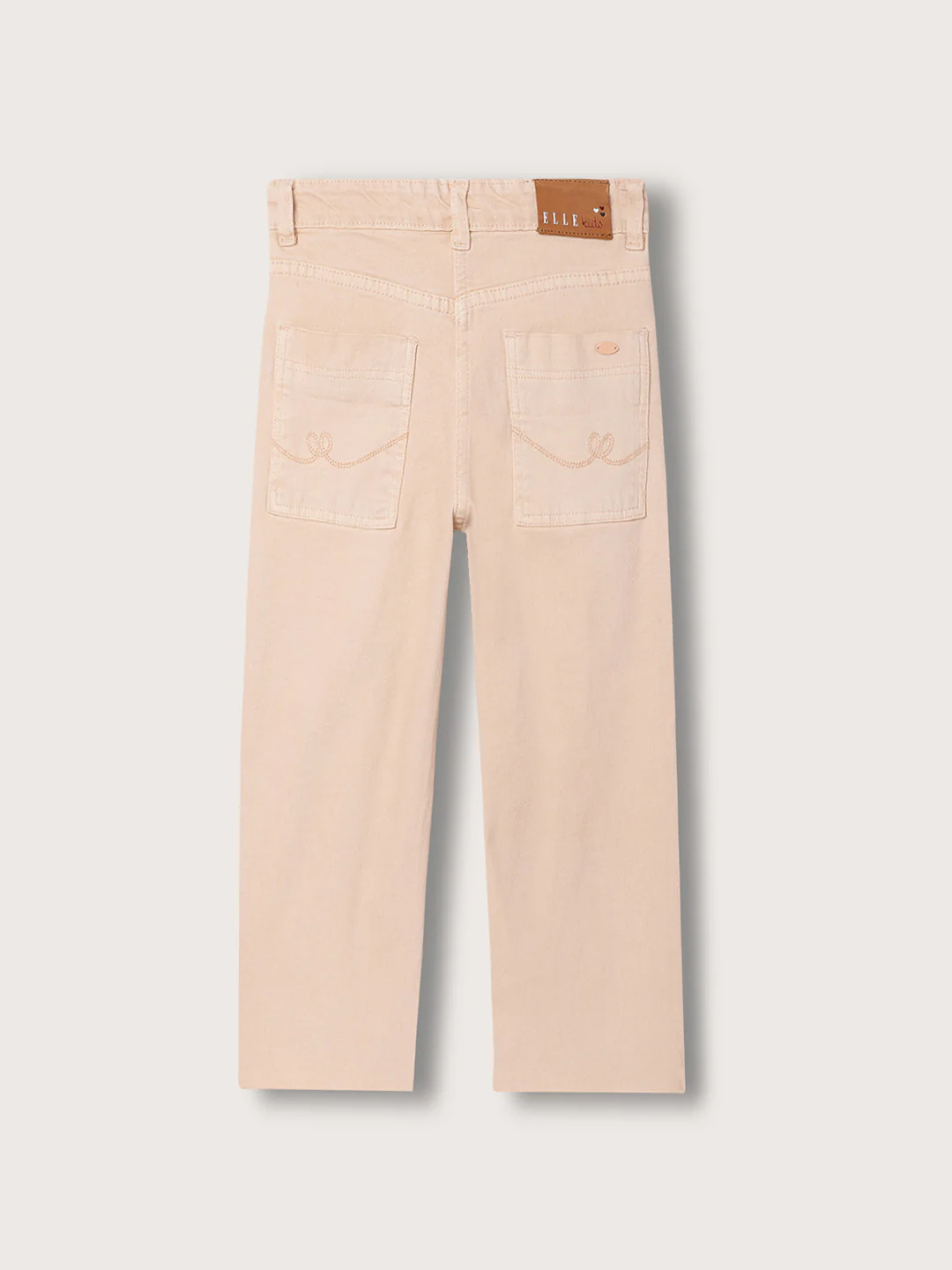 Elle Kids Girls Pastel Orange Solid Wide Leg Jeans - Image 2