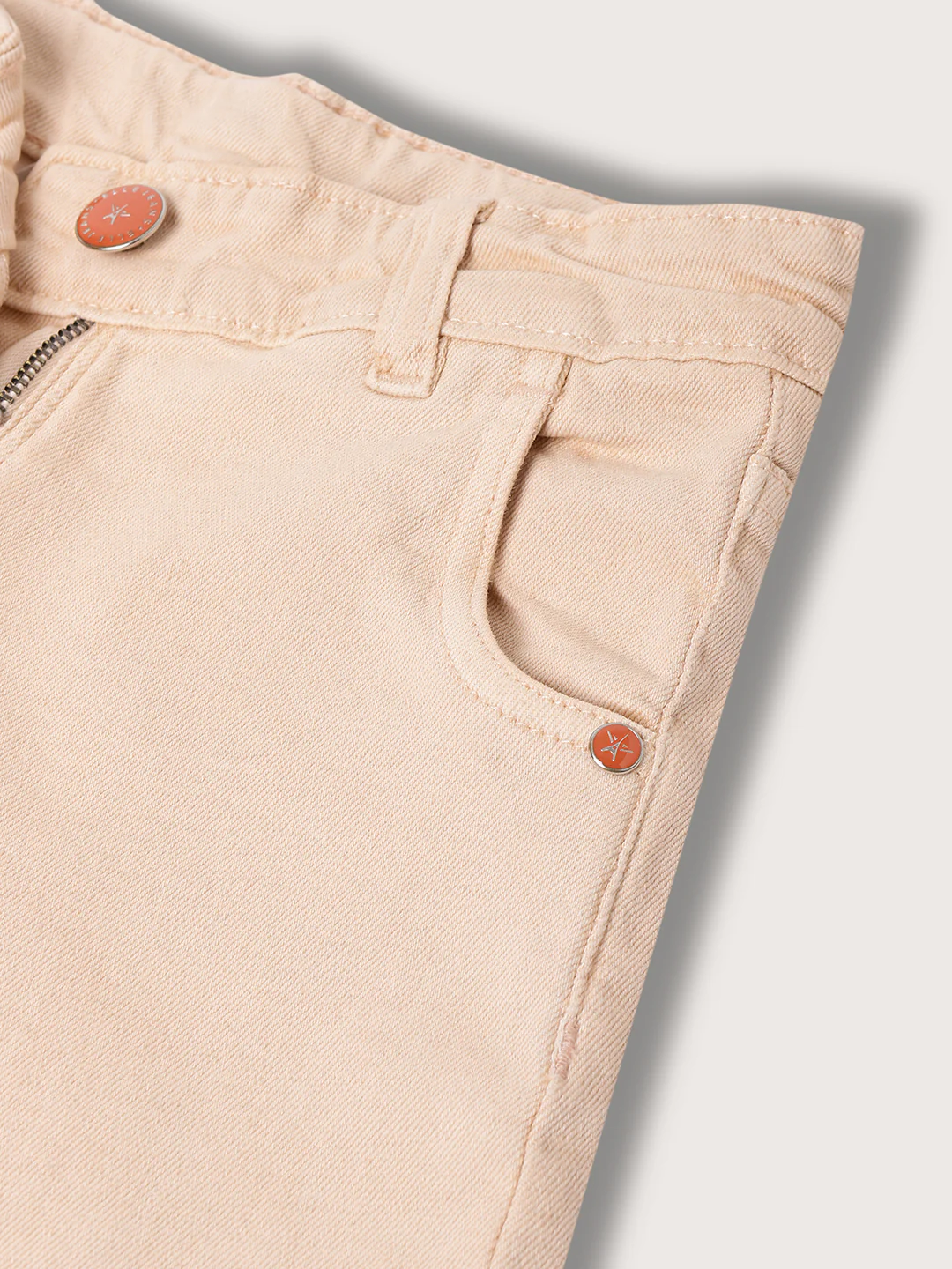 Elle Kids Girls Pastel Orange Solid Wide Leg Jeans - Image 4