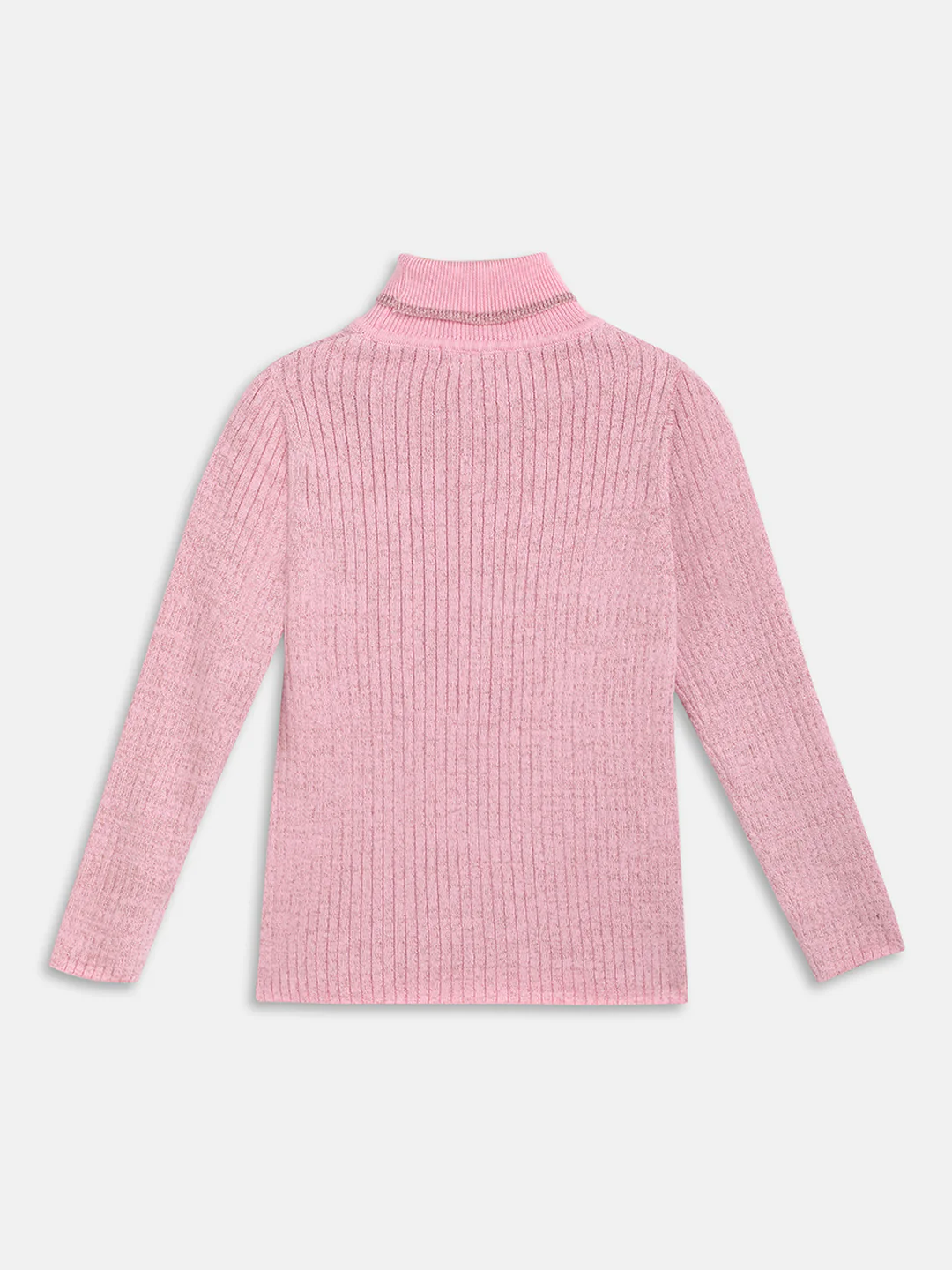 Elle Kids Girls Pink Solid Turtle Neck Sweater - Image 2