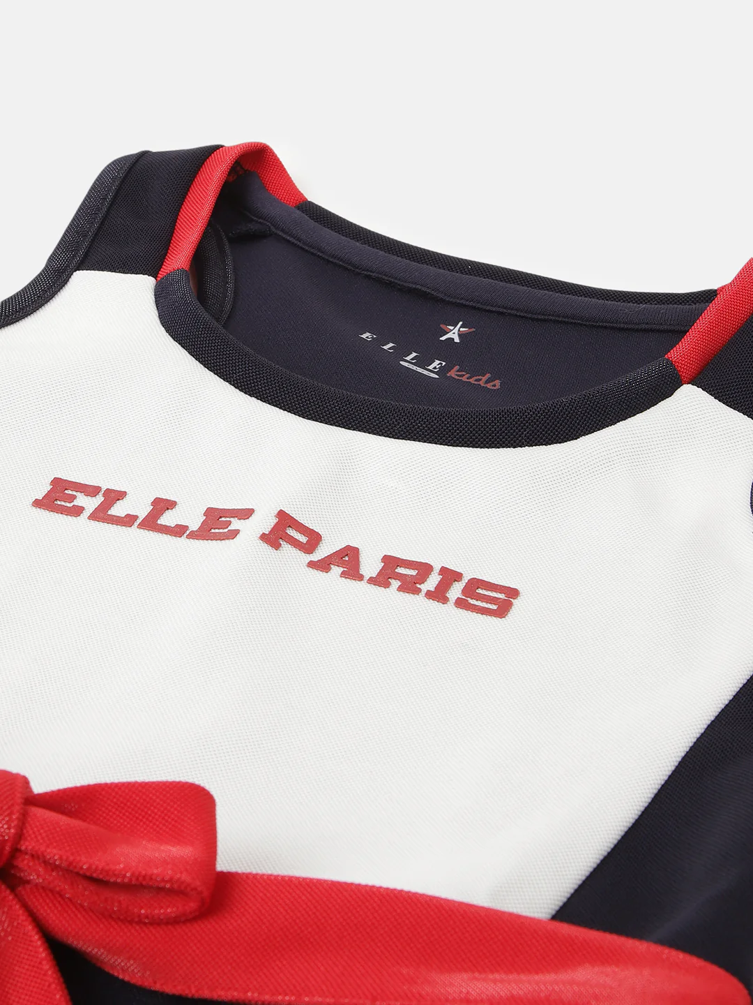 Elle Girls Navy Blue Colour blocked Round Neck Sleeveless Dress - Image 3