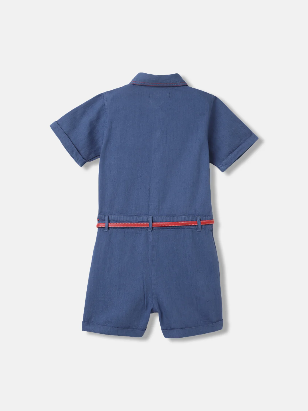 Elle Girls Blue Solid Shirt Collar Short Sleeves Playsuit - Image 2