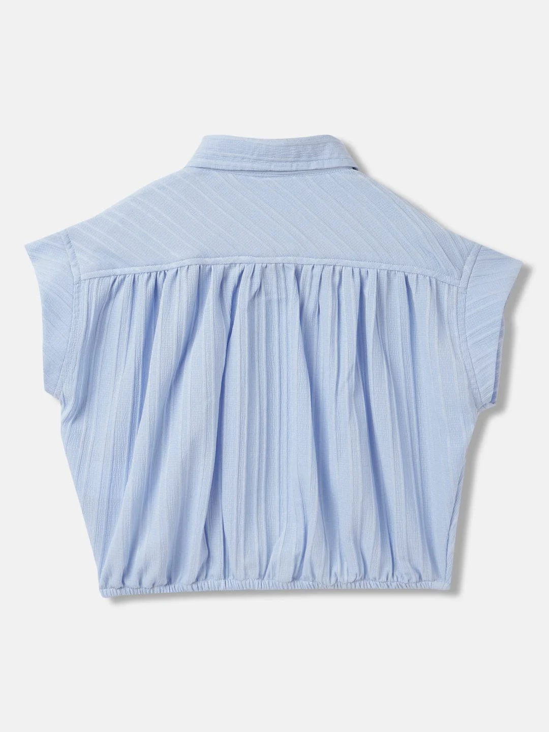 Elle Girls Blue Solid Shirt Collar Short Sleeves Top - Image 2