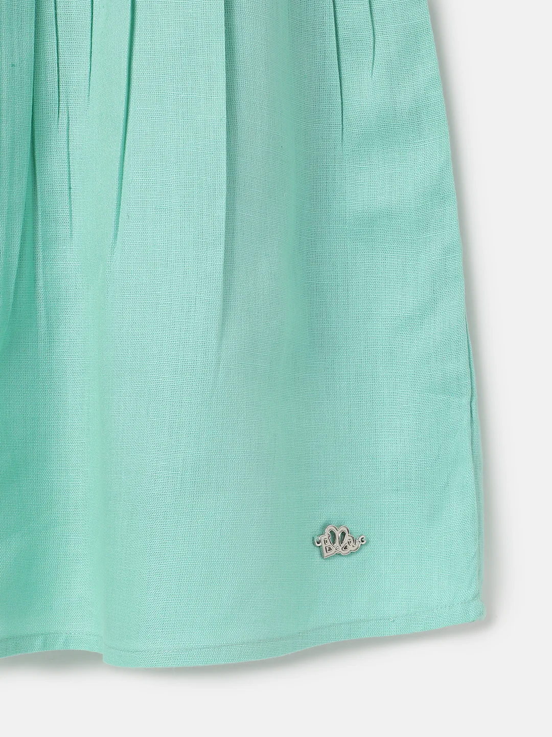 Elle Kids Girls Green Self-Design Round Neck Sleeveless Dress - Image 4