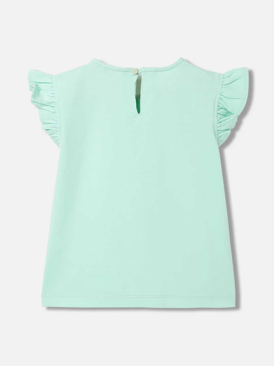 Elle Kids Girls Green Solid Round Neck Short Sleeves Top - Image 2