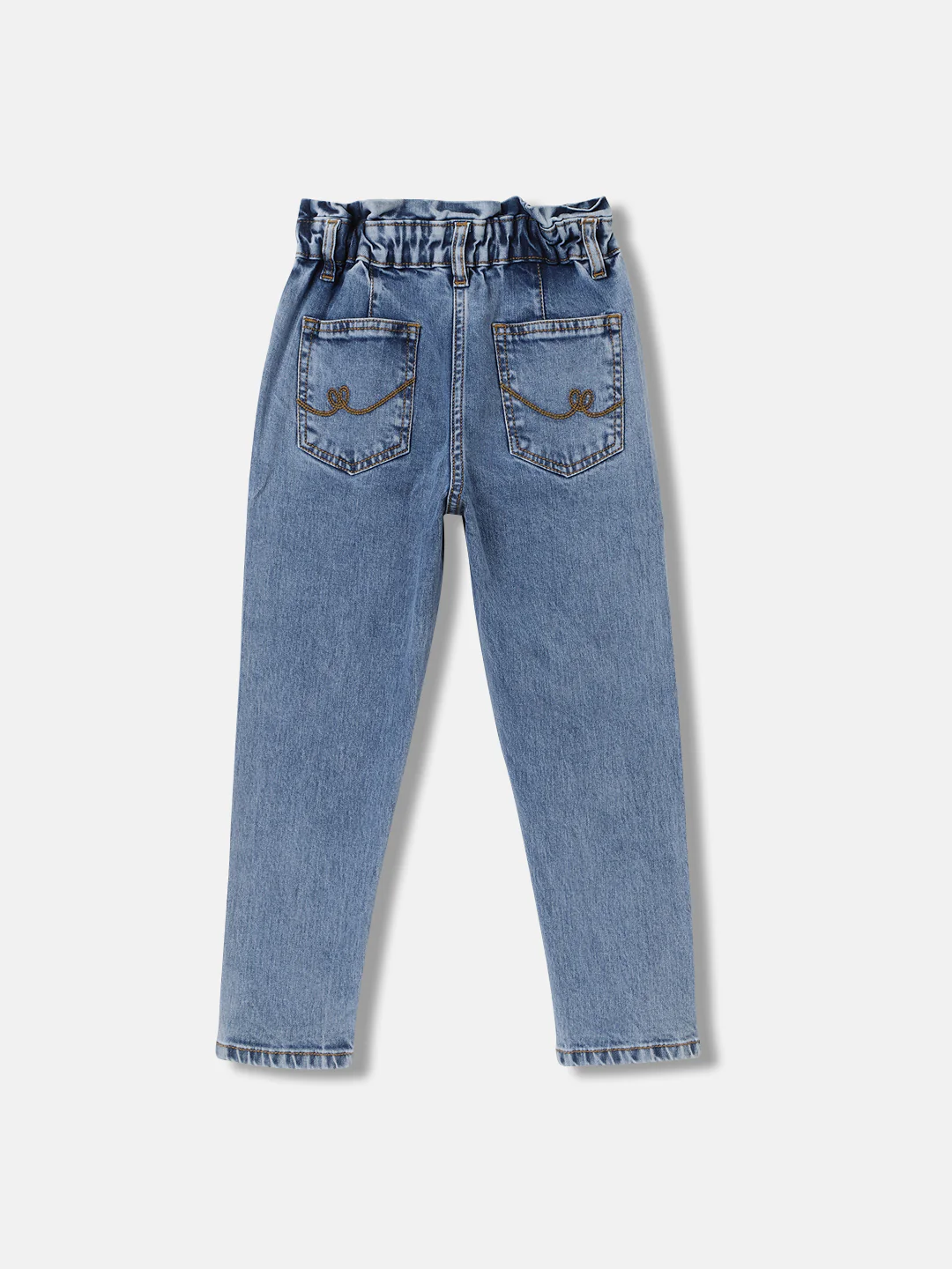 Elle Kids Girls Blue Solid Relaxed Fit Jeans - Image 2