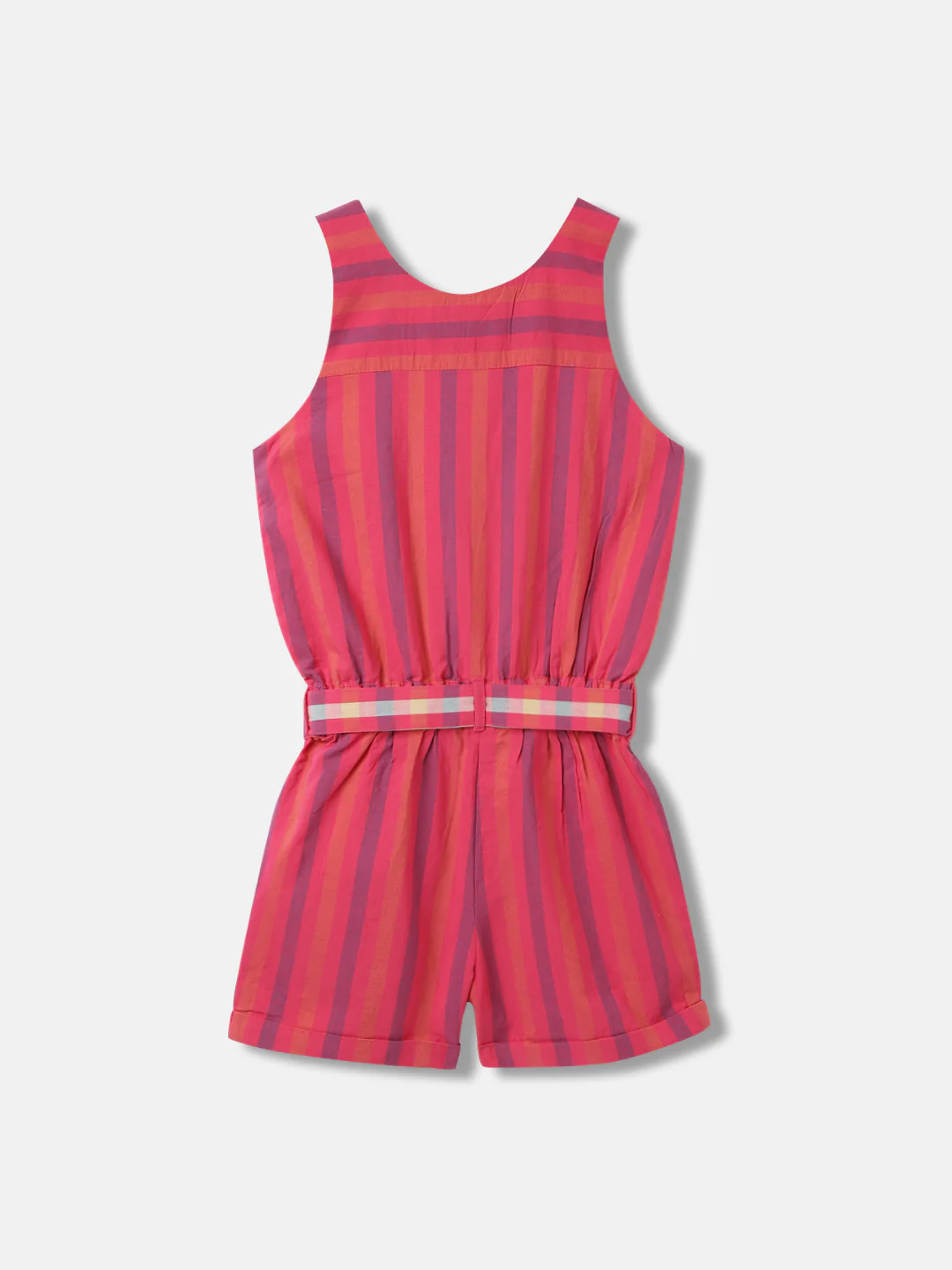 Elle Girls Pink Striped Round Neck Sleeveless Jumpsuit - Image 2