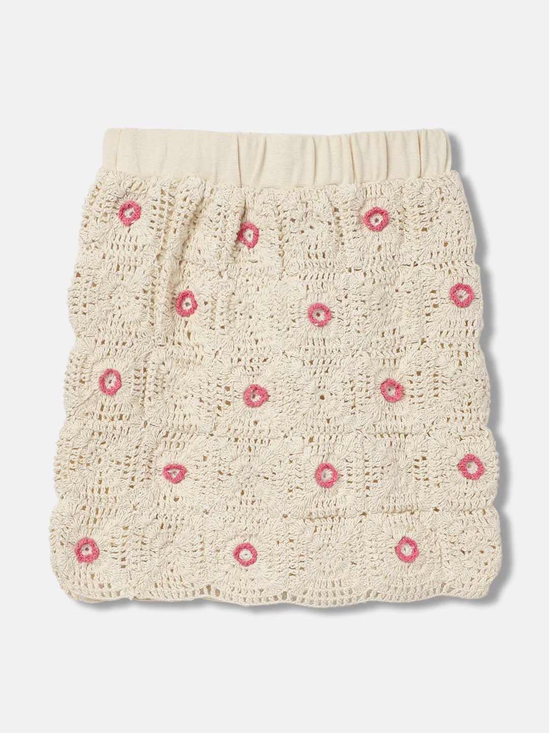 Elle Kids Girls Beige Self-Design Regular Fit Mid-Rise Skirt