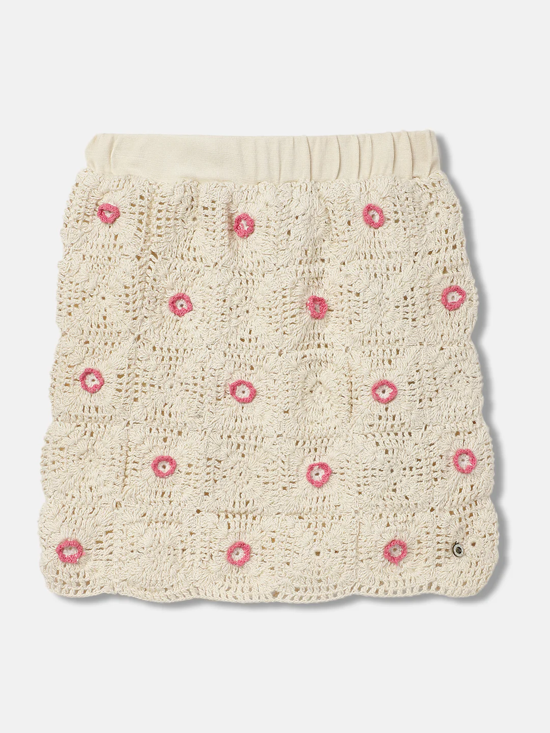 Elle Kids Girls Beige Self-Design Regular Fit Mid-Rise Skirt - Image 4