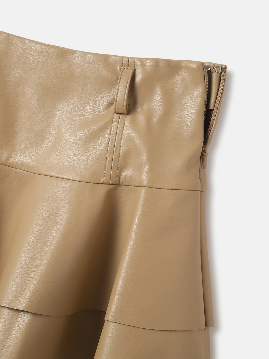 Elle Girls Beige Solid Regular Fit Flared Skirt - Image 5