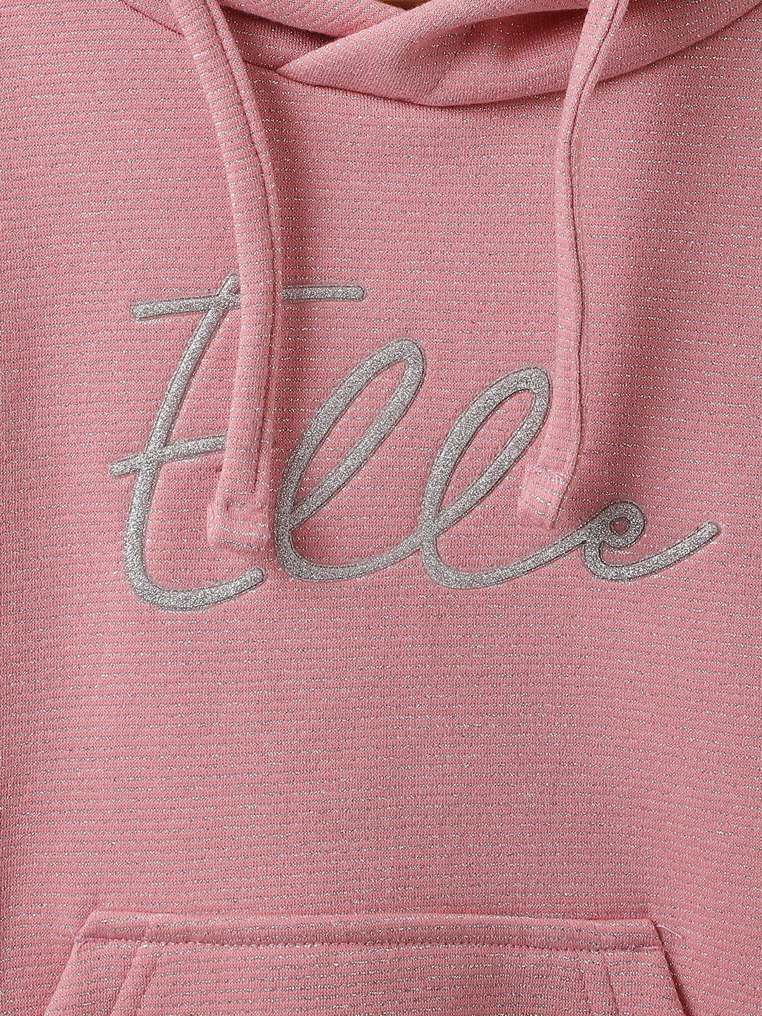 Elle Girls Pink Solid Hooded Full Sleeves Pullover Style Sweatshirt - Image 3