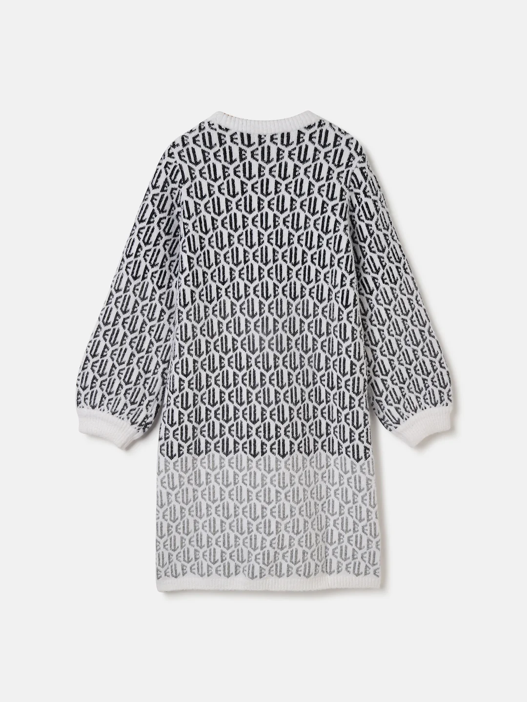 Elle Girls Black-White Self-Design Round Neck Full Sleeves Dress - Image 2