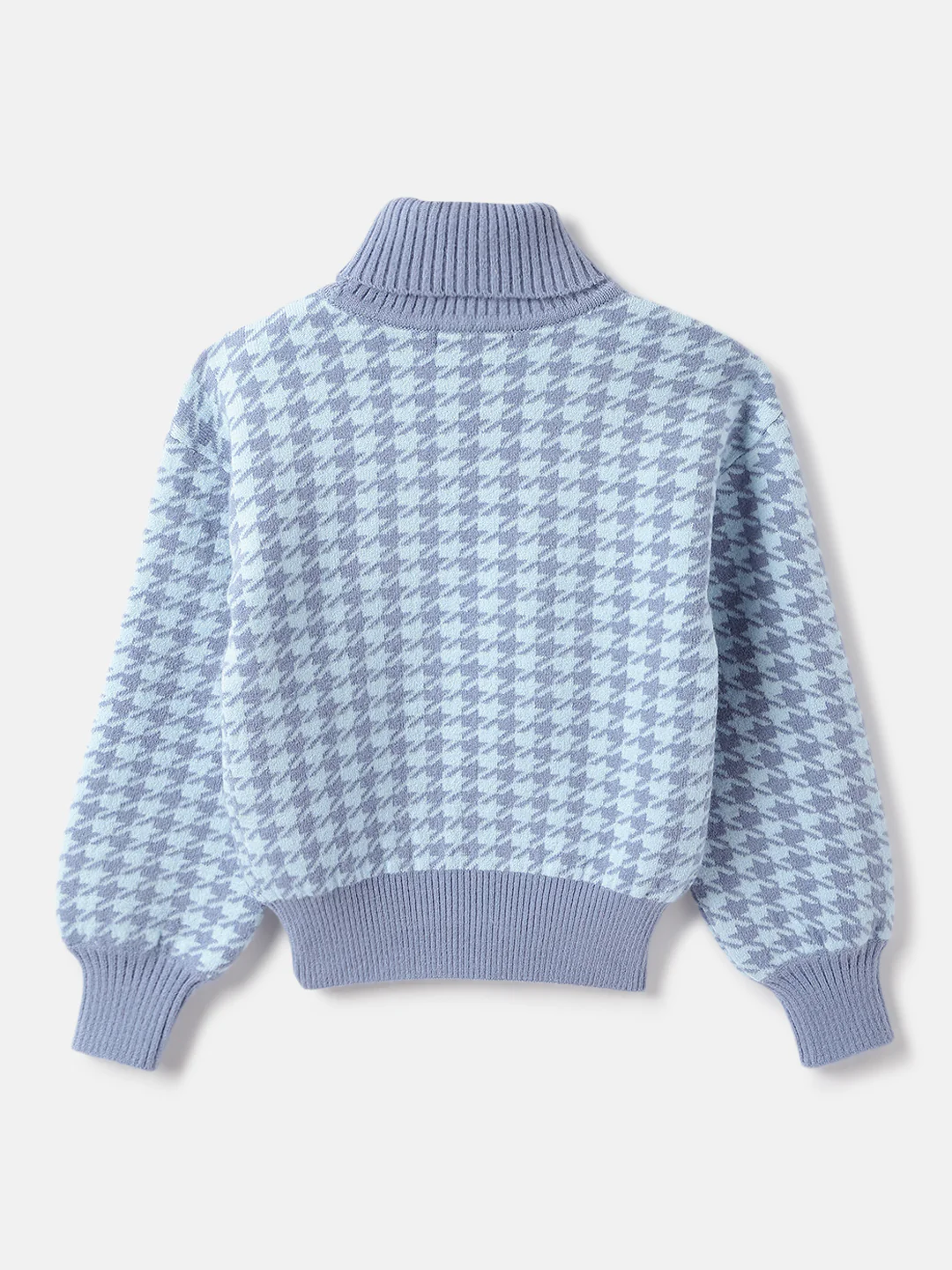 Elle Girls Checked Turtle Neck Full Sleeves Pullover Style Sweater - Image 2